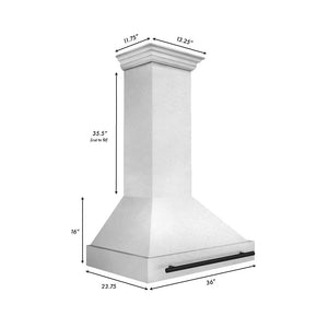 ZLINE Autograph Edition 36 in. Fingerprint Resistant Stainless Steel Range Hood with Stainless Steel Shell and Colored Handle (8654SNZ-36) dimensional diagram with measurements.