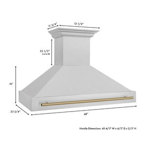 ZLINE Autograph Edition 48 in. Fingerprint Resistant Stainless Steel Range Hood (8654SNZ-48) dimensional diagram with measurements.