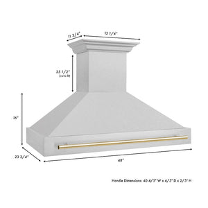 ZLINE Autograph Edition 48 in. Fingerprint Resistant Stainless Steel Range Hood (8654SNZ-48) dimensional diagram with measurements.