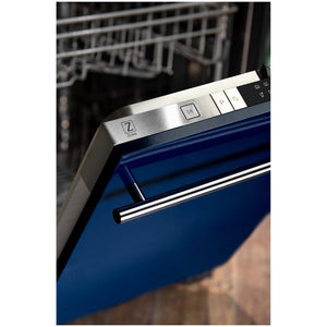 ZLINE 24 in. Top Control Dishwasher in Blue Gloss and Modern Style Handle, 52dBa (DW-BG-H-24)-Dishwashers-DW-BG-H-24 ZLINE Kitchen and Bath