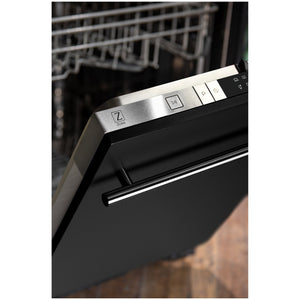 ZLINE 24 in. Top Control Dishwasher with Black Matte Panel and Modern Style Handle, 52dBa (DW-BLM-H-24)-Dishwashers-DW-BLM-H-24 ZLINE Kitchen and Bath