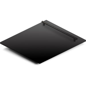 ZLINE 24 in. Top Control Dishwasher with Black Stainless Steel Panel and Modern Style Handle, 52dBa (DW-BS-H-24) panel isometric on white background.