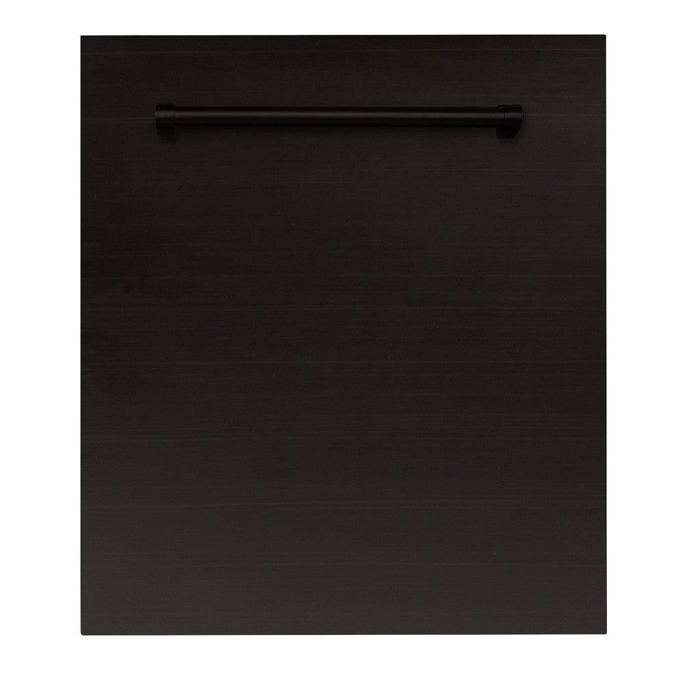 ZLINE 24 in. Top Control Dishwasher with Oil-Rubbed Bronze Panel and Traditional Style Handle, 52dBa (DW-ORB-H-24)