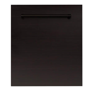 ZLINE 24 in. Top Control Dishwasher with Oil-Rubbed Bronze Panel and Traditional Style Handle, 52dBa (DW-ORB-H-24)