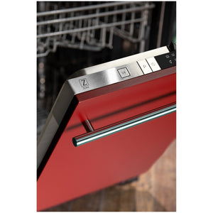 ZLINE 24 in. Top Control Dishwasher with Red Matte Panel and Modern Style Handle, 52dBa (DW-RM-H-24)-Dishwashers-DW-RM-H-24 ZLINE Kitchen and Bath