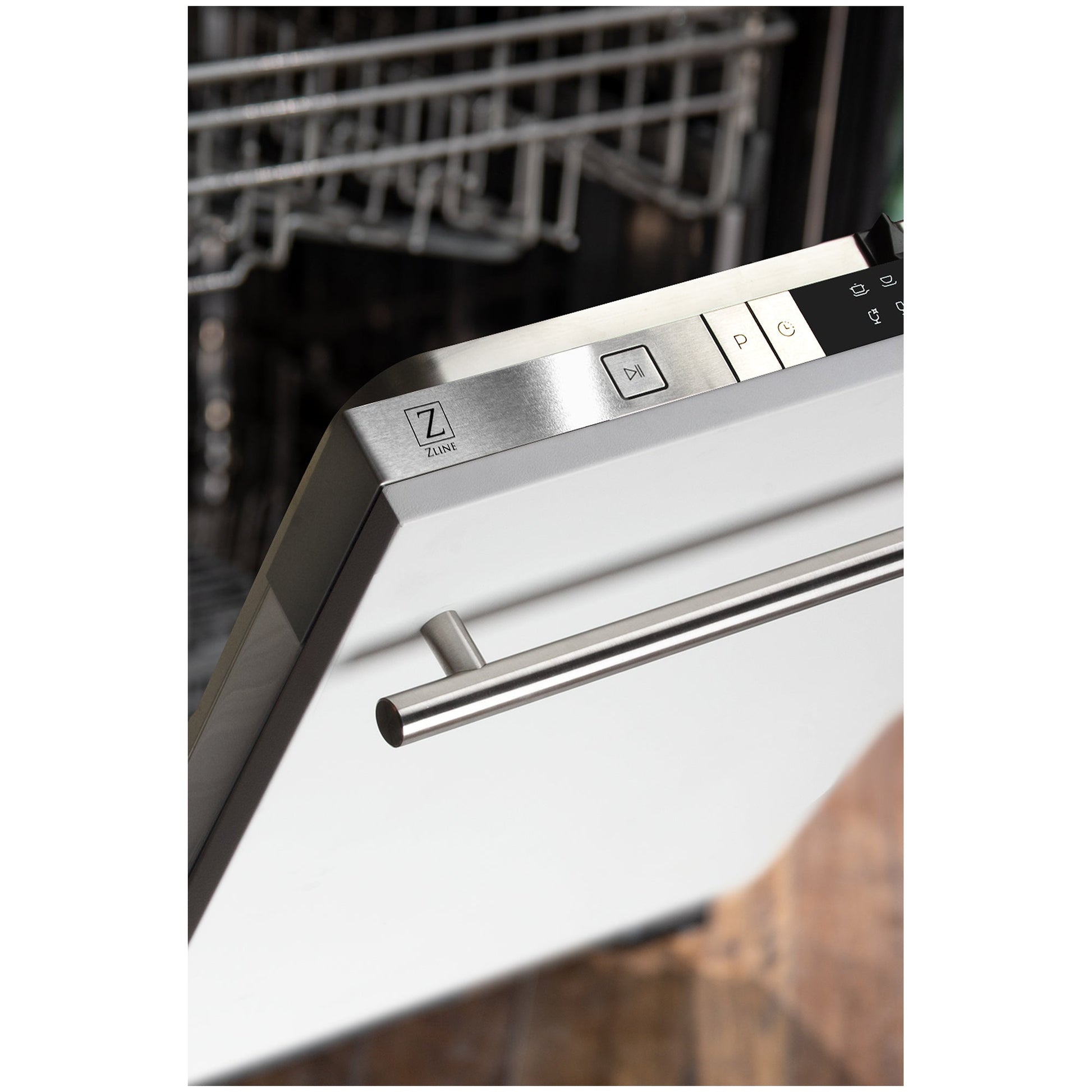 ZLINE 24 in. Top Control Dishwasher with White Matte Panel and Modern Style Handle, 52dBa (DW-WM-H-24)-Dishwashers-DW-WM-H-24 ZLINE Kitchen and Bath