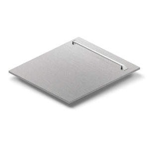 ZLINE 48 in. Kitchen Package with Satin Stainless Dual Fuel Range, Ducted Vent Range Hood and Tall Tub Dishwasher (3KP-RASRH48-DWV) panel isometric on white background.