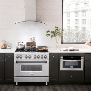 ZLINE 36 in. Dual Fuel Range with Gas Stove and Electric Oven in Stainless Steel with Brass Burners (RA-BR-36)-Ranges-RA-BR-36 ZLINE Kitchen and Bath