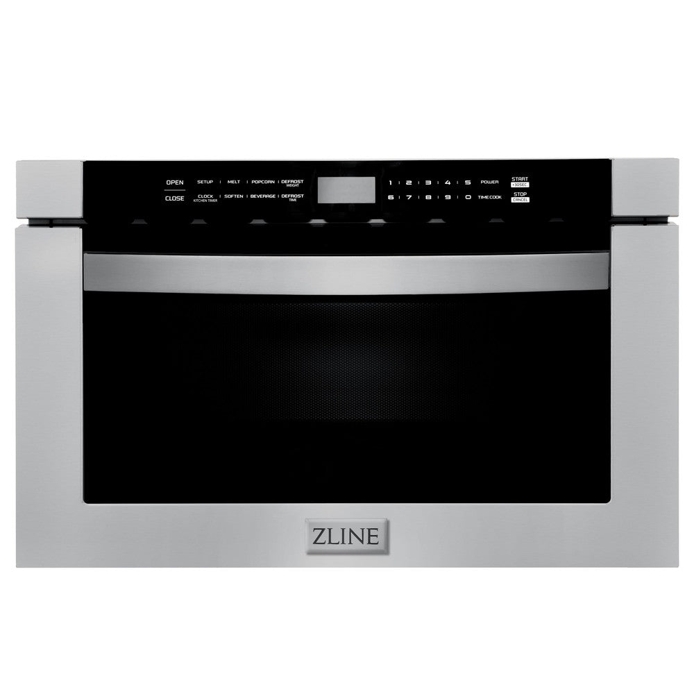 ZLINE 24 in. 1.2 cu. ft. Stainless Steel Built-in Microwave Drawer (MWD-1) front, drawer closed.