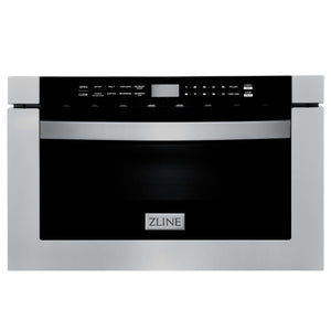 ZLINE 24 in. 1.2 cu. ft. Stainless Steel Built-in Microwave Drawer (MWD-1) front, closed.