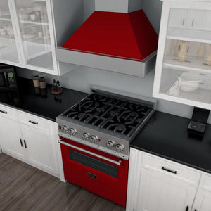 ZLINE 36 in. Professional Dual Fuel Range in Fingerprint Resistant Stainless Steel with Red Gloss Door (RAS-RG-36)-Ranges-RAS-RG-36 ZLINE Kitchen and Bath