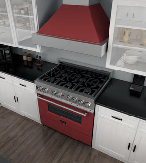 ZLINE 36 in. Professional Dual Fuel Range in Fingerprint Resistant Stainless Steel with Red Matte Door (RAS-RM-36)-Ranges-RAS-RM-36 ZLINE Kitchen and Bath