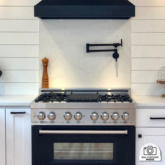 ZLINE 36 in. Dual Fuel Range with Gas Stove and Electric Oven in Stainless Steel with Black Matte Door (RA-BLM-36)-Ranges-RA-BLM-36 ZLINE Kitchen and Bath