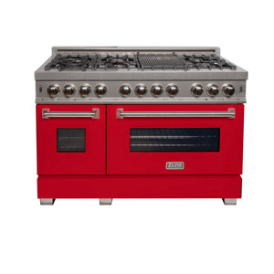 ZLINE 48 in. 6.0 cu. ft. Dual Fuel Range with Gas Stove and Electric Oven in Fingerprint Resistant Stainless Steel and Red Matte Doors (RAS-RM-48)-Ranges-RAS-RM-48 ZLINE Kitchen and Bath