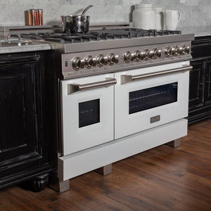 ZLINE 48 in. 6.0 cu. ft. Dual Fuel Range with Gas Stove and Electric Oven in Fingerprint Resistant Stainless Steel and White Matte Doors (RAS-WM-48)-Ranges-RAS-WM-48 ZLINE Kitchen and Bath