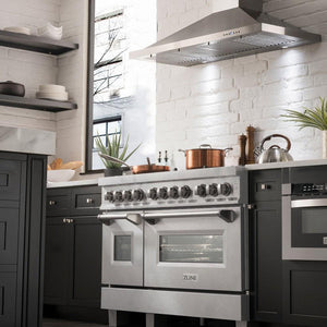 ZLINE 48 in. 6.0 cu. ft. Dual Fuel Range with Gas Stove and Electric Oven in Fingerprint Resistant Stainless Steel and Brass Burners (RAS-SN-BR-48)-Ranges-RAS-SN-BR-48 ZLINE Kitchen and Bath