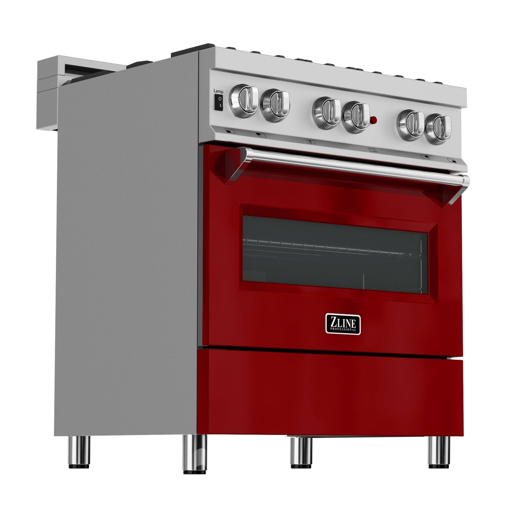 ZLINE 36 in. Professional Dual Fuel Range in Fingerprint Resistant Stainless Steel with Red Gloss Door (RAS-RG-36)-Ranges-RAS-RG-36 ZLINE Kitchen and Bath