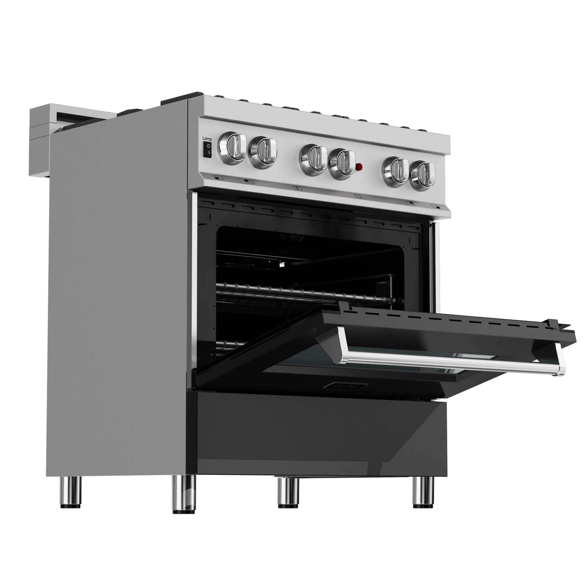 ZLINE 30 in. 4.0 cu. ft. Dual Fuel Range with Gas Stove and Electric Oven in All Fingerprint Resistant Stainless Steel with Black Matte Door (RAS-BLM-30)-Ranges-RAS-BLM-30 ZLINE Kitchen and Bath