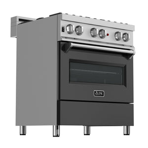 ZLINE 30 in. 4.0 cu. ft. Dual Fuel Range with Gas Stove and Electric Oven in All Fingerprint Resistant Stainless Steel with Black Matte Door (RAS-BLM-30)-Ranges-RAS-BLM-30 ZLINE Kitchen and Bath