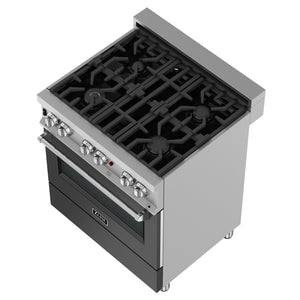 ZLINE 30 in. 4.0 cu. ft. Dual Fuel Range with Gas Stove and Electric Oven in All Fingerprint Resistant Stainless Steel with Black Matte Door (RAS-BLM-30)-Ranges-RAS-BLM-30 ZLINE Kitchen and Bath