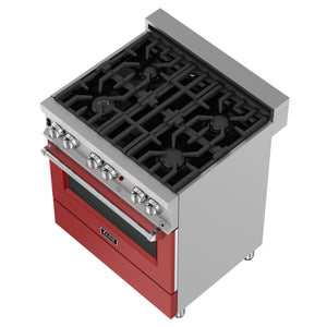 ZLINE 30 in. 4.0 cu. ft. Dual Fuel Range with Gas Stove and Electric Oven in All Fingerprint Resistant Stainless Steel with Red Matte Door (RAS-RM-30)-Ranges-RAS-RM-30 ZLINE Kitchen and Bath