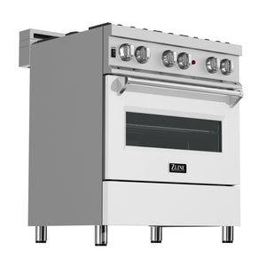 ZLINE 30 in. 4.0 cu. ft. Dual Fuel Range with Gas Stove and Electric Oven in All Fingerprint Resistant Stainless Steel with White Matte Door (RAS-WM-30)-Ranges-RAS-WM-30 ZLINE Kitchen and Bath