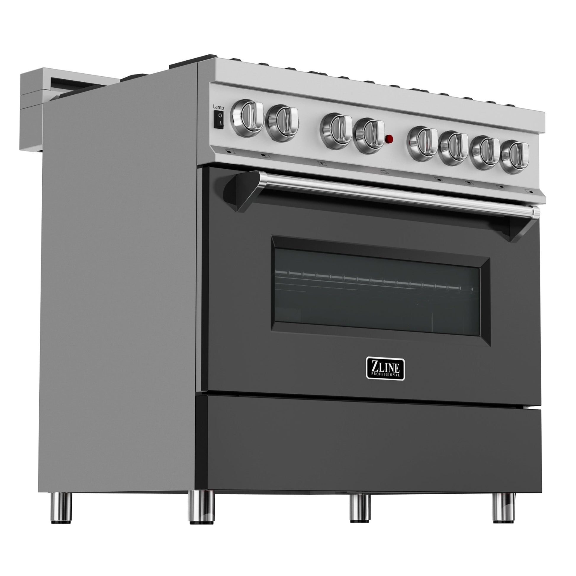 ZLINE 36 in. Professional Dual Fuel Range in Fingerprint Resistant Stainless Steel with Black Matte Door (RAS-BLM-36)-Ranges-RAS-BLM-36 ZLINE Kitchen and Bath