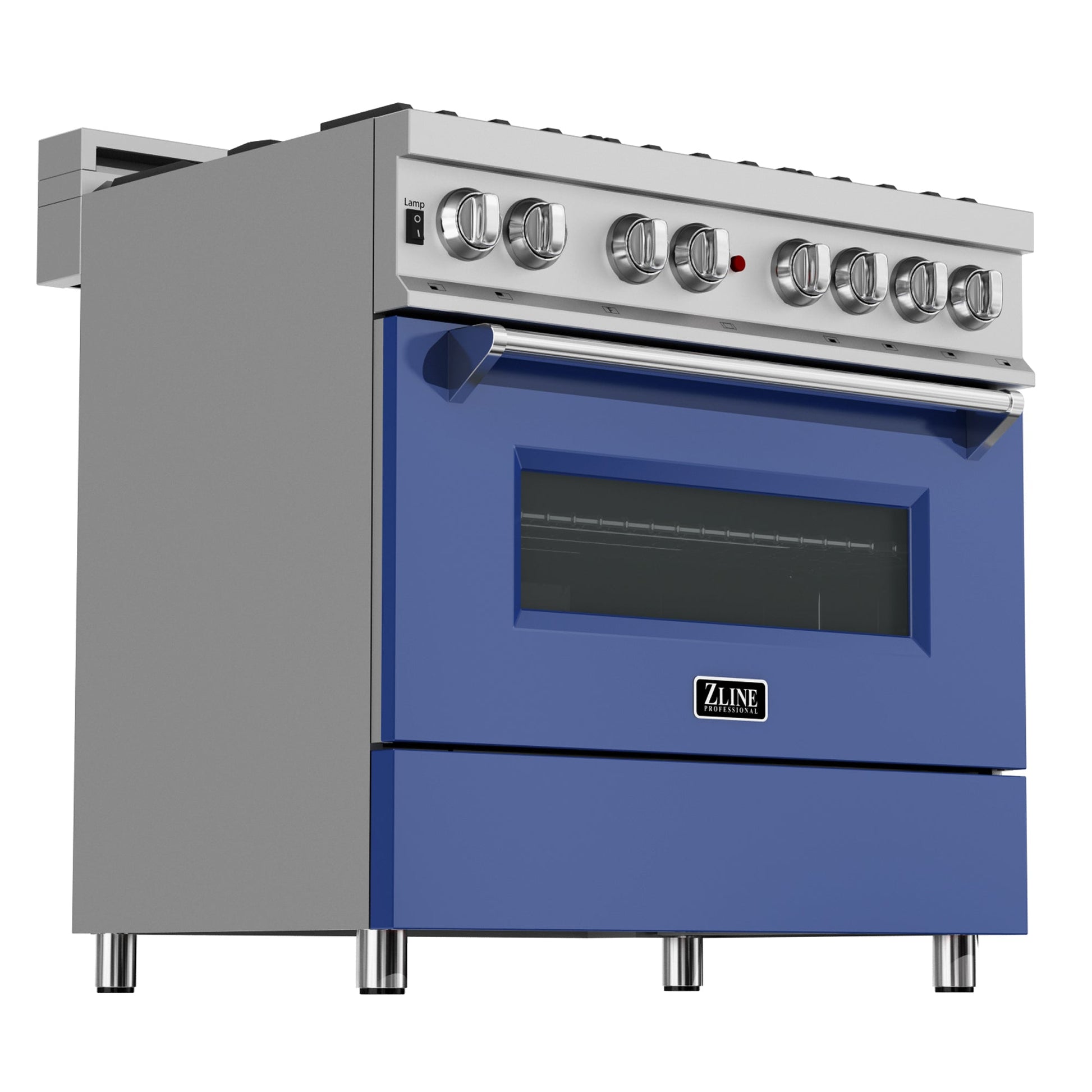 ZLINE 36 in. Professional Dual Fuel Range in Fingerprint Resistant Stainless Steel with Blue Matte Door (RAS-BM-36)-Ranges-RAS-BM-36 ZLINE Kitchen and Bath