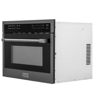 ZLINE 24 in. Black Stainless Steel Built-in Convection Microwave Oven with Speed and Sensor Cooking (MWO-24-BS) Side View Door Closed