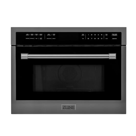 ZLINE 24 in. Black Stainless Steel Built-in Convection Microwave Oven with Speed and Sensor Cooking (MWO-24-BS) front.