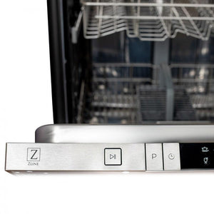 ZLINE 24 in. Top Control Dishwasher with Fingerprint Resistant Satin Stainless Steel Panel and Traditional Style Handle, 52dBa (DW-SN-H-24)-Dishwashers-DW-SN-H-24 ZLINE Kitchen and Bath