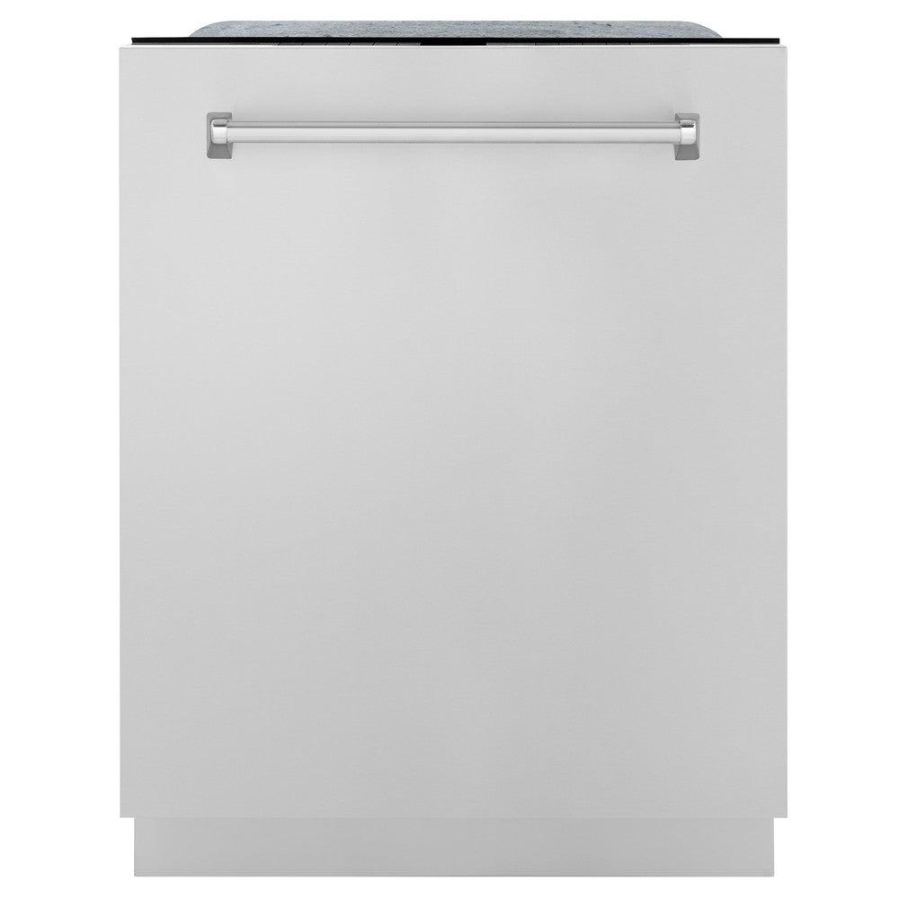 ZLINE 24 in. Monument Series 3rd Rack Top Touch Control Dishwasher with Stainless Steel Panel, 45dBa (DWMT-304-24) front, closed.