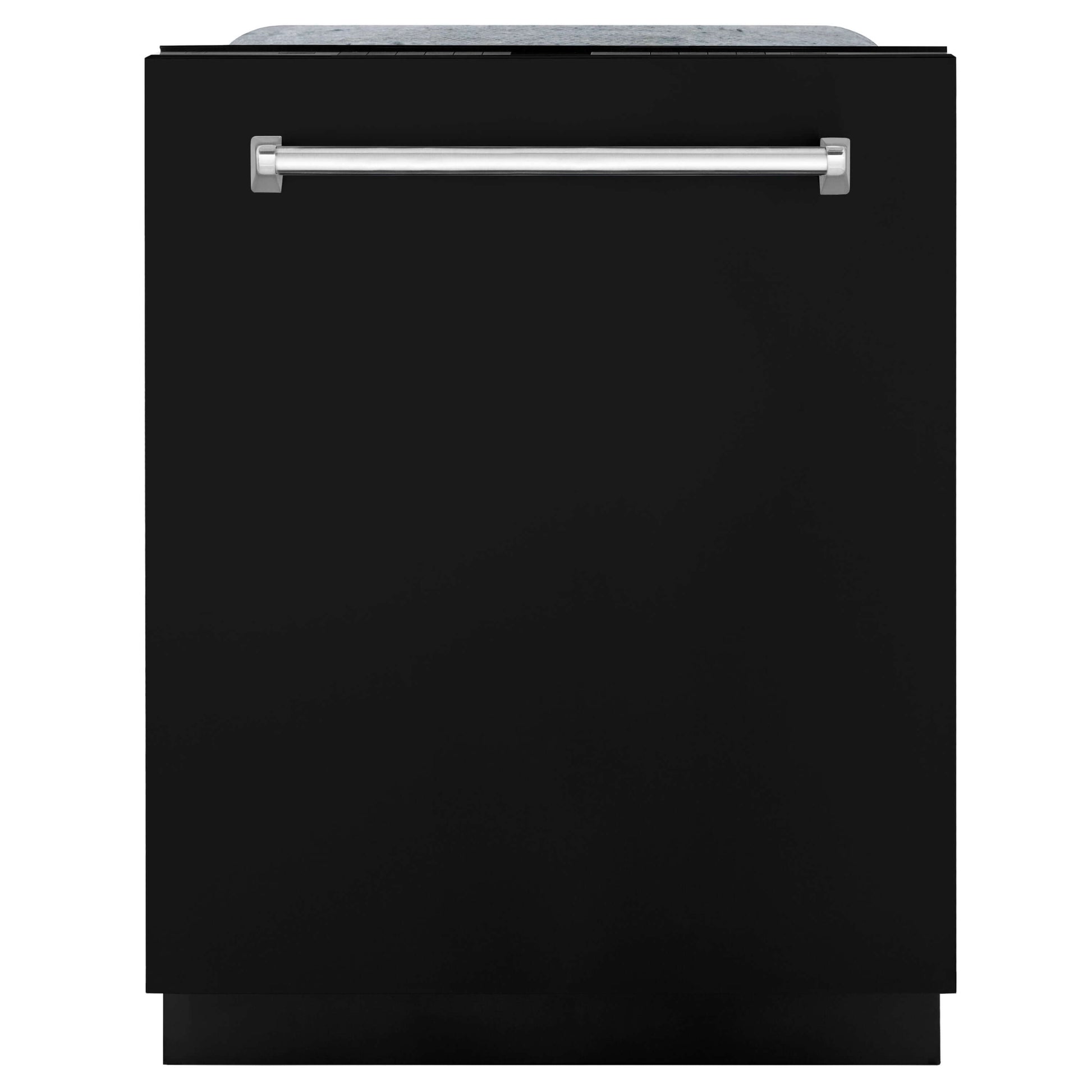 ZLINE 24 in. Monument Series 3rd Rack Top Touch Control Dishwasher with Black Matte Panel, 45dBa (DWMT-BLM-24) front, closed.