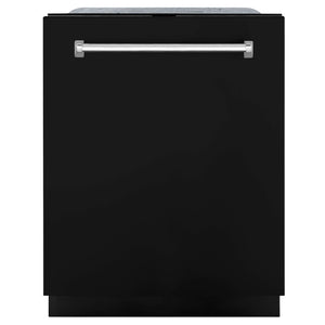 ZLINE 24 in. Monument Series 3rd Rack Top Touch Control Dishwasher with Black Matte Panel, 45dBa (DWMT-BLM-24) front, closed.