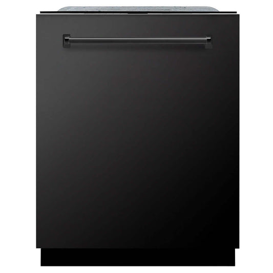 ZLINE 24 in. Monument Series 3rd Rack Top Touch Control Dishwasher with Black Stainless Steel Panel, 45dBa (DWMT-BS-24) front, closed.