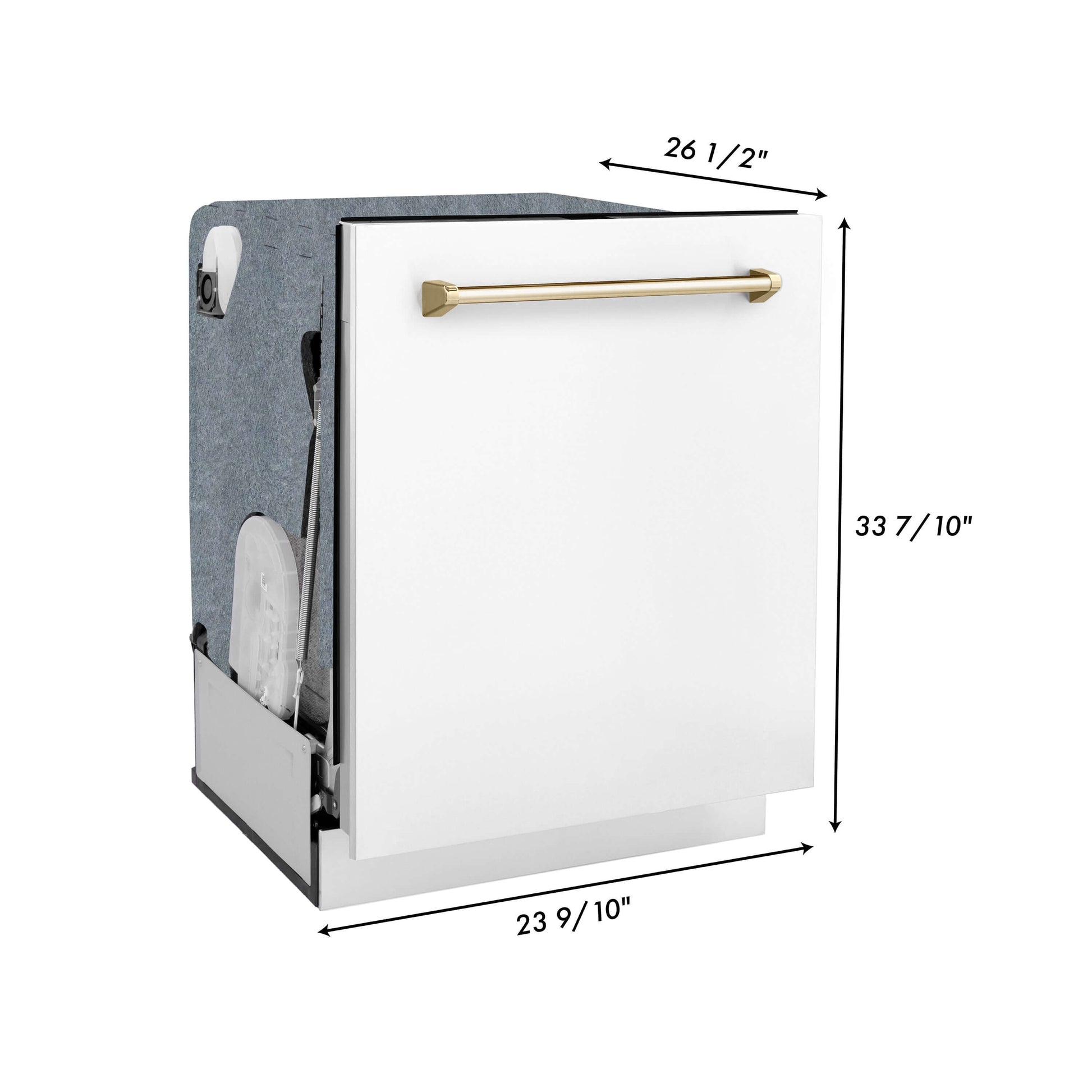 ZLINE 24-inch dishwasher dimensional diagram with measurements.