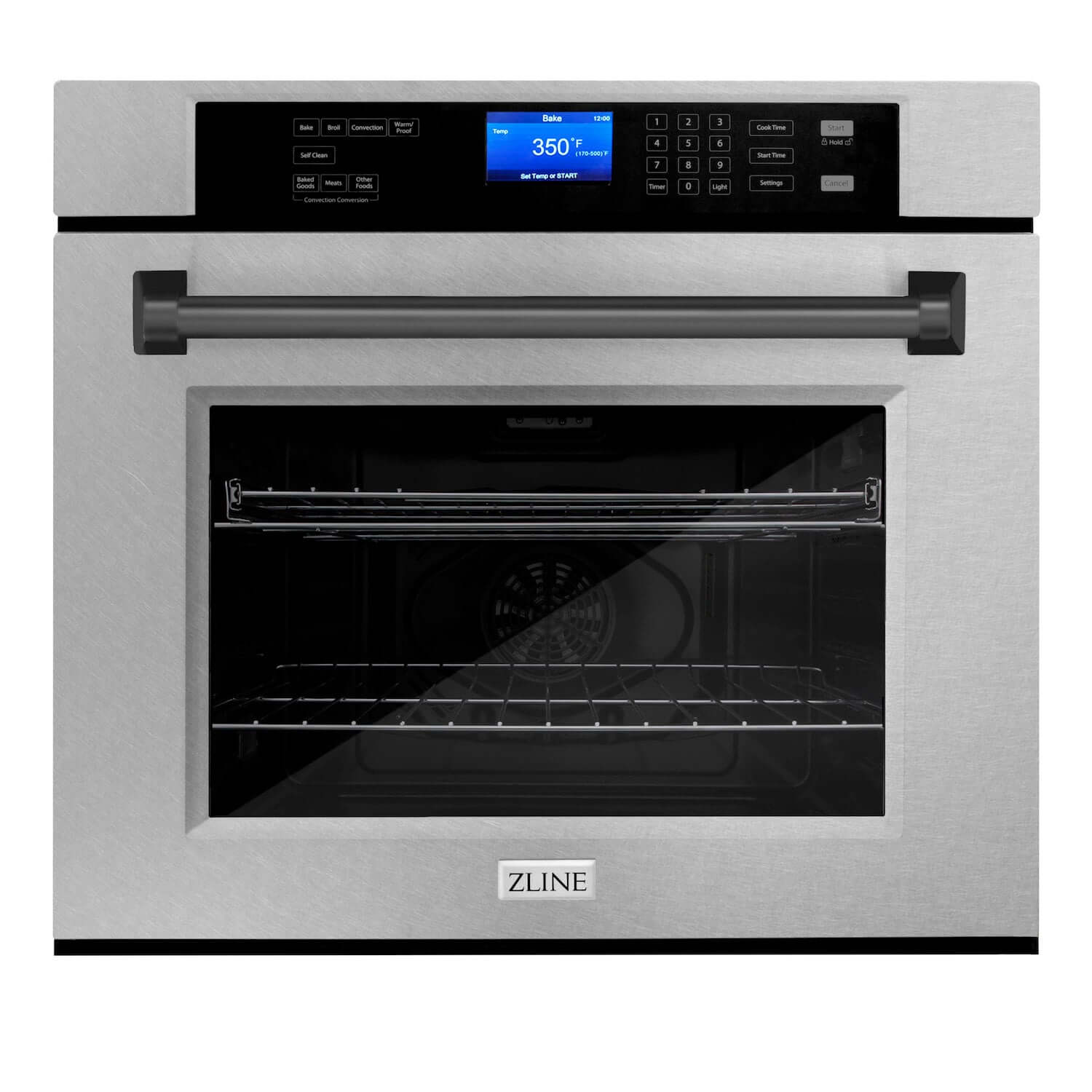 ZLINE Autograph Edition 30 in. Electric Single Wall Oven with Self Clean and True Convection in Fingerprint Resistant Stainless Steel and Matte Black Accents (AWSSZ-30-MB)-Wall Ovens-AWSSZ-30-MB ZLINE Kitchen and Bath