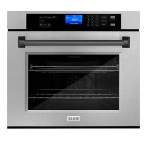 ZLINE Autograph Edition 30 in. Electric Single Wall Oven with Self Clean and True Convection in Fingerprint Resistant Stainless Steel and Matte Black Accents (AWSSZ-30-MB)-Wall Ovens-AWSSZ-30-MB ZLINE Kitchen and Bath