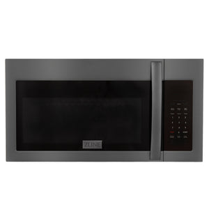 ZLINE Black Stainless Steel Over the Range Convection Microwave Oven with Modern Handle (MWO-OTR-30-BS) front.