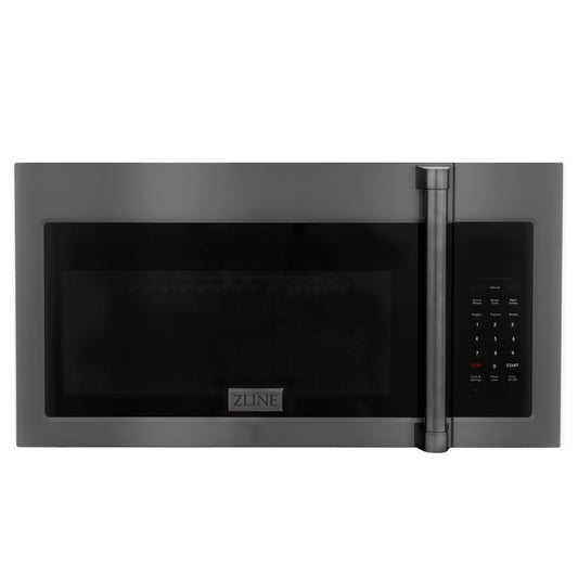 ZLINE 30 in. Black Stainless Steel Over the Range Convection Microwave Oven with Traditional Handle (MWO-OTR-H-BS) front, closed.