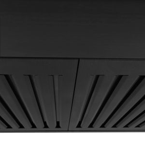 ZLINE Convertible Vent Wall Mount Range Hood in Black Stainless Steel (BSKBN) close-up, baffle filters.