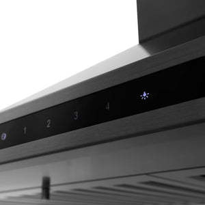 ZLINE Convertible Vent Wall Mount Range Hood in Black Stainless Steel (BSKBN) easy-to-use button controls.