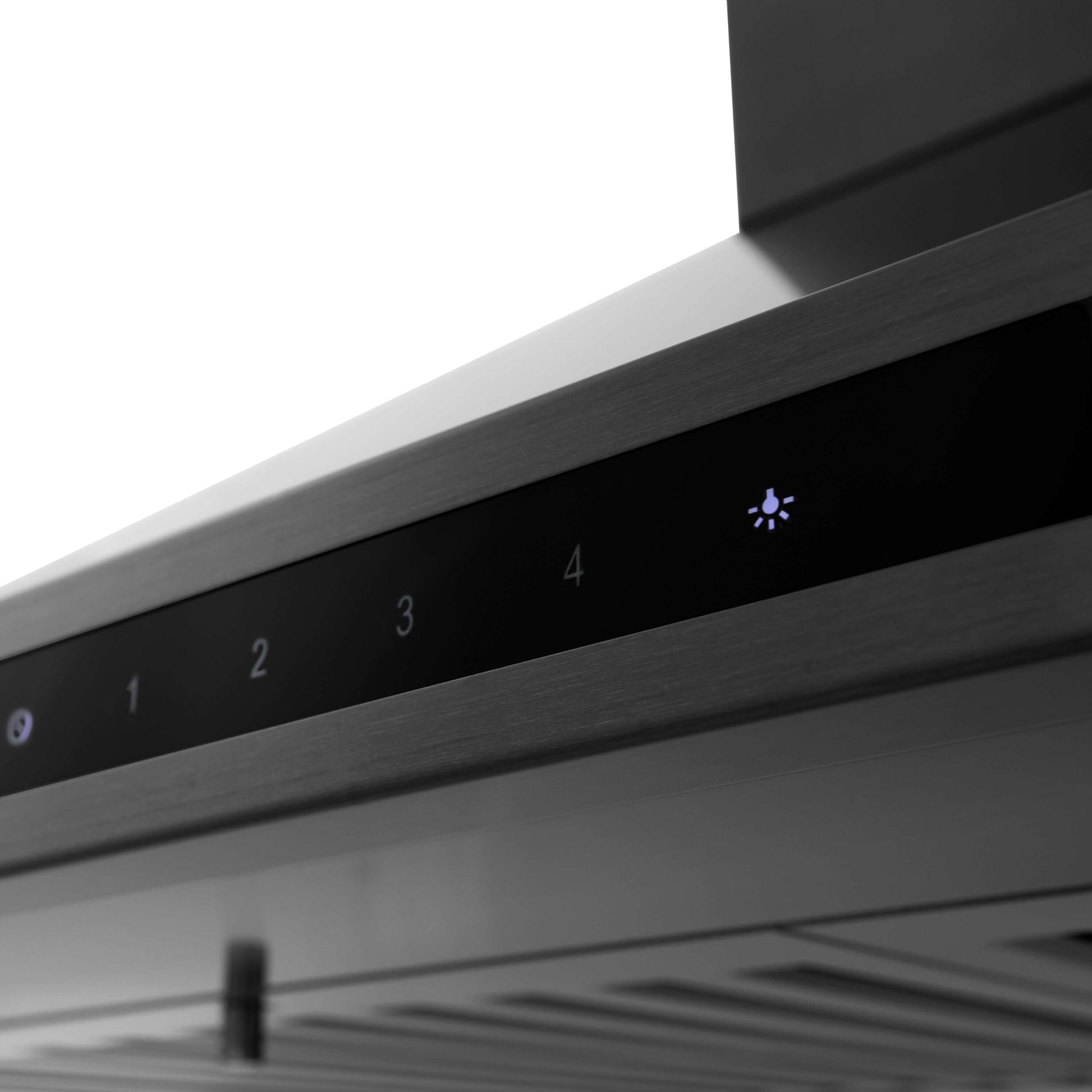 ZLINE Convertible Vent Wall Mount Range Hood in Black Stainless Steel (BSKBN) easy-to-use button controls.