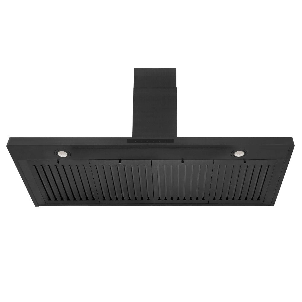 ZLINE 48 in. Convertible Vent Wall Mount Range Hood in Black Stainless Steel (BSKBN-48) front, under.