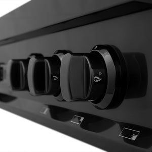 ZLINE 48 in. Legacy Gas Rangetop with 7 Burners and Porcelain Cooktop in Black Stainless Steel (RTB-48) cooktop knobs.