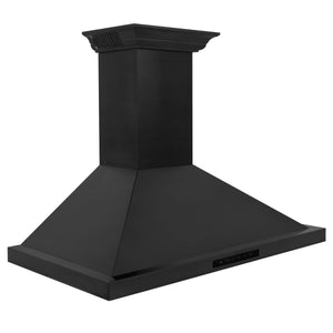 ZLINE Ducted Vent Wall Mount Range Hood in Black Stainless Steel with Built-in ZLINE CrownSound Bluetooth Speakers (BSKBNCRN-BT) 30 Inch side