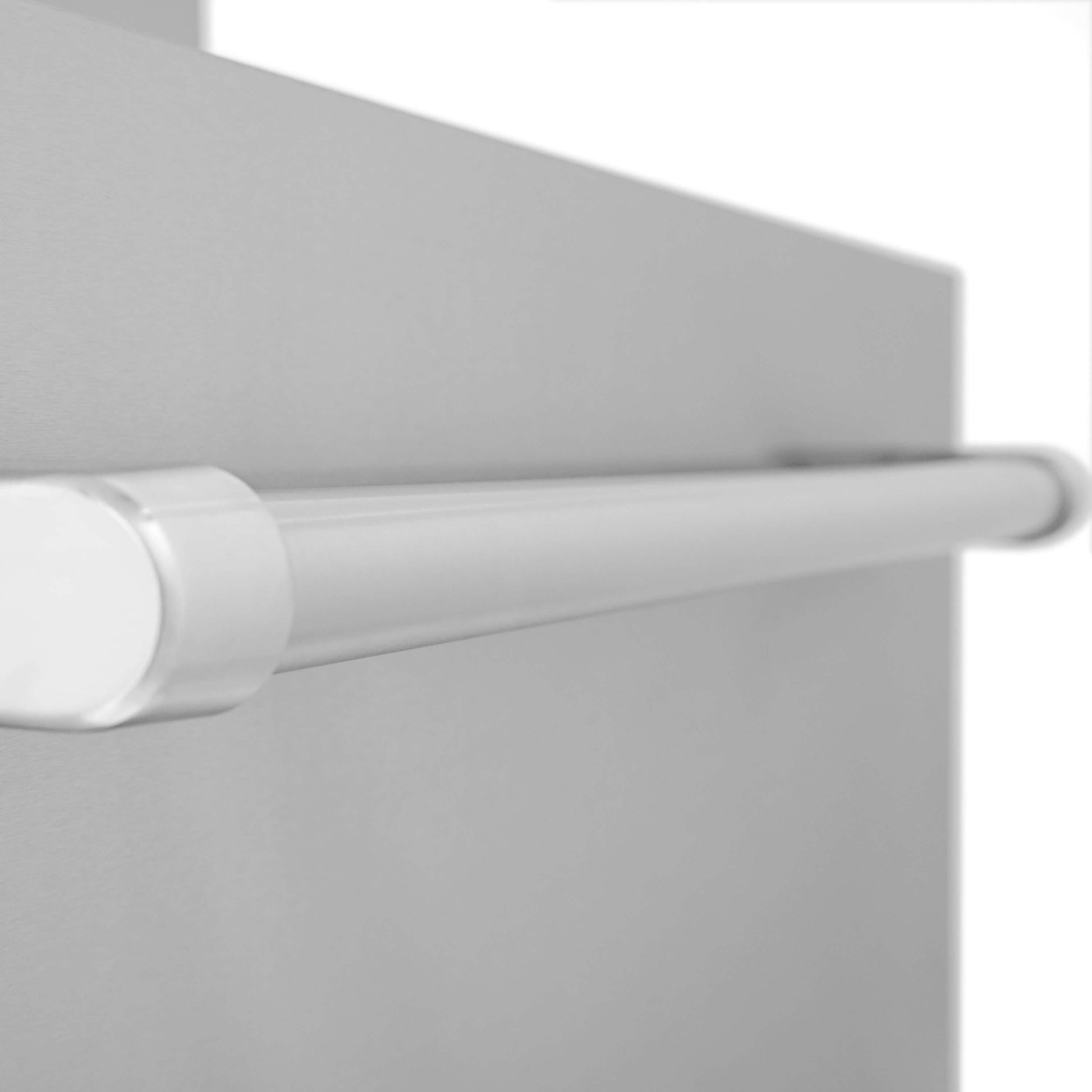 ZLINE 30 in. 16.1 cu. ft. Built-In 2-Door Bottom Freezer Refrigerator with Internal Water and Ice Dispenser in Stainless Steel (RBIV-304-30) bottom freezer drawer handle close-up.