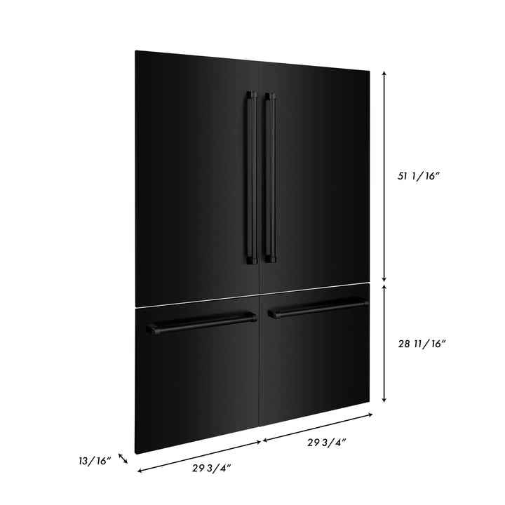 ZLINE 60 in. Refrigerator Panels and Handles in Black Stainless Steel for Built-in Refrigerators (RPBIV-BS-60) dimensional diagram with measurements.