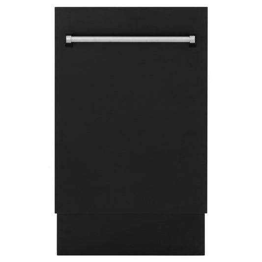 ZLINE 18 in. Tallac Series 3rd Rack Top Control Dishwasher with a Stainless Steel Tub with Black Matte Panel, 51dBa (DWV-BLM-18)