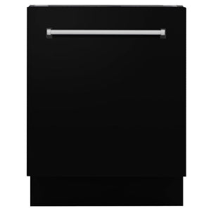 ZLINE 24 in. Tallac Series 3rd Rack Dishwasher with Black Matte Panel and Traditional Handle, 51dBa (DWV-BLM-24)